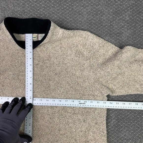 LL Bean Pullover Sweater Women's Large Oatmeal Fleece Sherpa Mock Neck - Picture 6 of 8